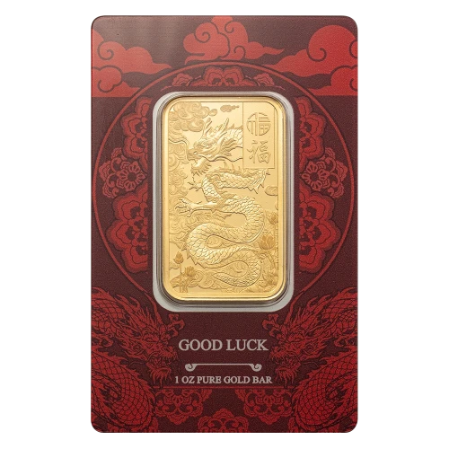 1oz PAMP Gold Bar - Good Luck Yellow Dragon (3)
