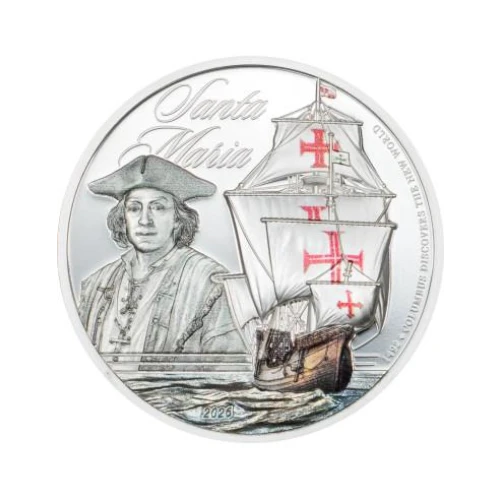 2026 1 oz Legends of The Seas - Santa Maria Colorized Silver Coin (2)
