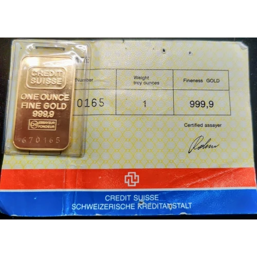 Vintage 1oz Credit Suisse Gold Bar